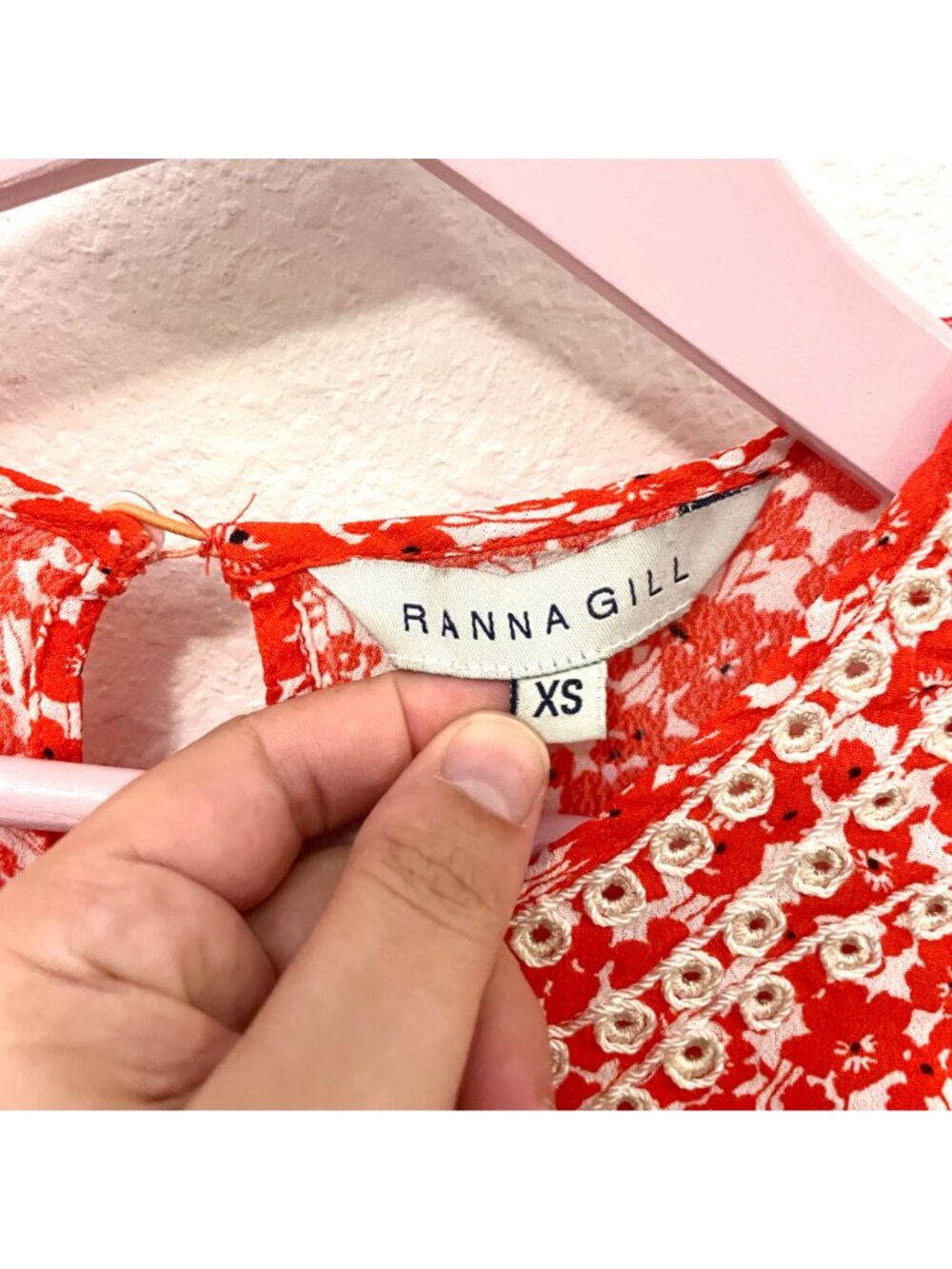 Anthropologie Ranna Gill Midtown Embroidered Dress Size XS Orange Embroidered - Picture 3 of 7